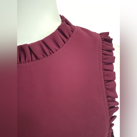 Kate Spade Ruffle Trim Fit & Flare Dress Deep Cherry Red Size 14 Career Preppy - Picture 9 of 14
